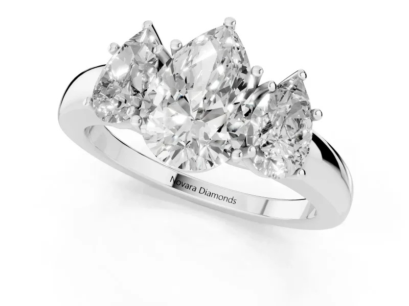 Pear-Shaped Three Stone Engagement Ring Setting | Matching Side Stones | Platinum