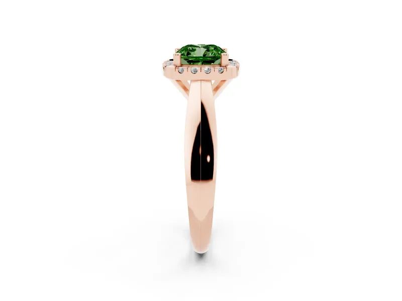 Cushion Cut Halo Engagement Ring Setting for a Fancy Green Lab-Grown Diamond | Square Profile Band | Rose Gold