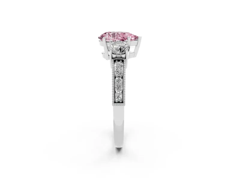 Pear-Shaped Engagement Ring Setting for a Fancy Pink Lab-Grown Diamond | Sterling Silver - Design NV-24907