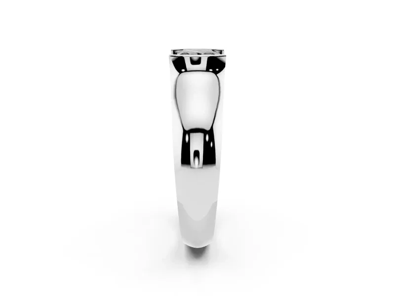 Princess Cut Half Bezel Engagement Ring Setting for a Black Center | Wide Band | White Gold