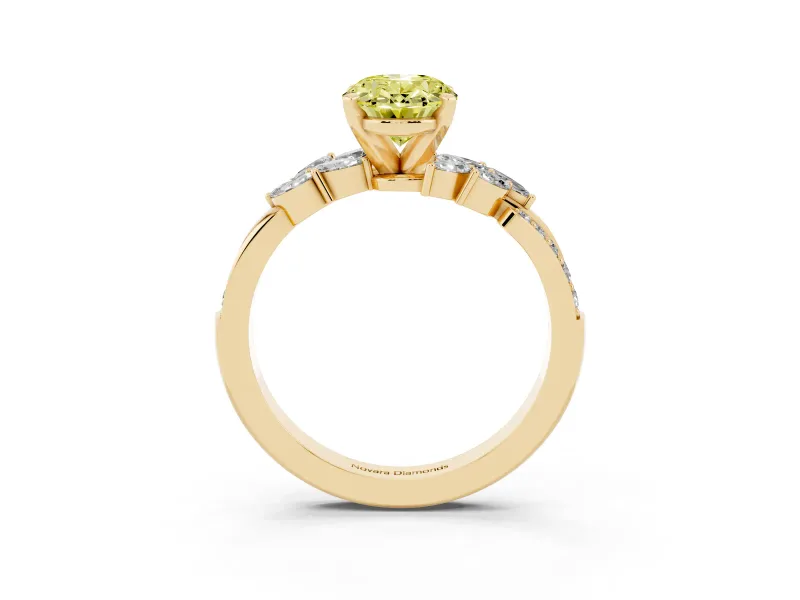 Oval Floral Engagement Ring Setting for a Fancy Yellow Lab-Grown Diamond | Yellow Gold