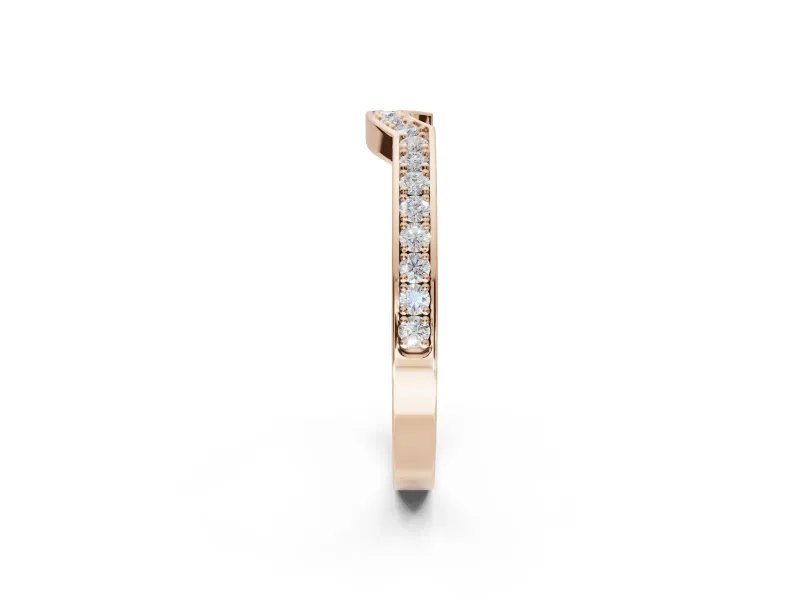 Round Lab-Grown Diamond Pavé Contour Wedding Band | Raised Rails | Rose Gold