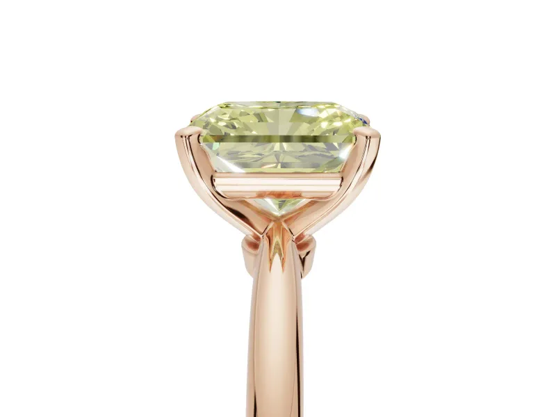 Radiant Cut Solitaire Engagement Ring Setting for a Fancy Yellow Lab-Grown Diamond | Tapered Plain Band | Rose Gold