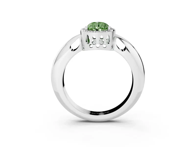 Pear-Shaped Halo Engagement Ring Setting for a Fancy Green Lab-Grown Diamond | Plain Band | Platinum