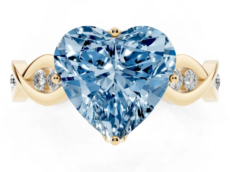 Heart-Shaped Twisted Infinity Engagement Ring Setting for a Fancy Blue Lab-Grown Diamond | Yellow Gold
