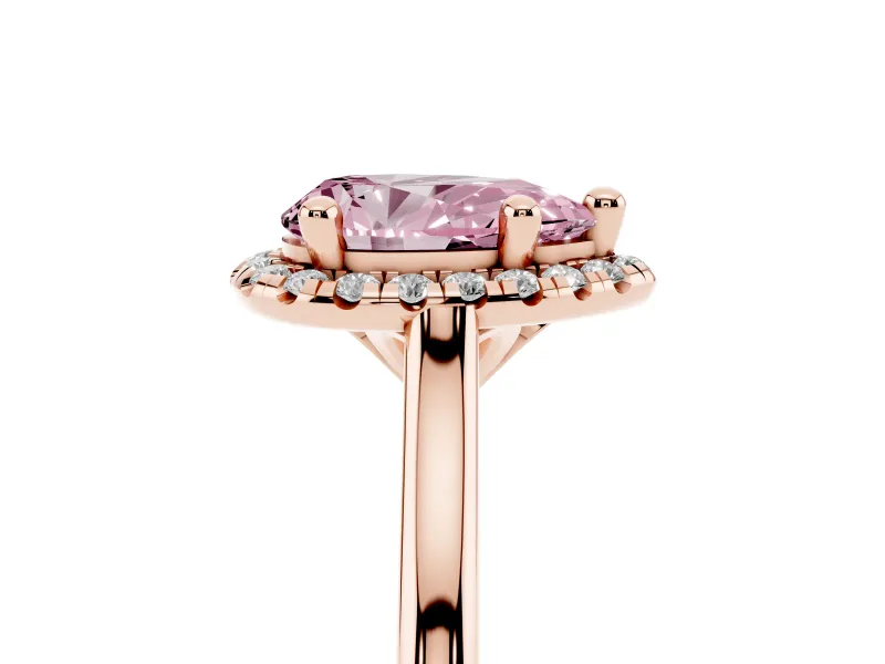 Pear-Shaped Halo Engagement Ring Setting for a Fancy Pink Lab-Grown Diamond | Plain Polished Band | Rose Gold