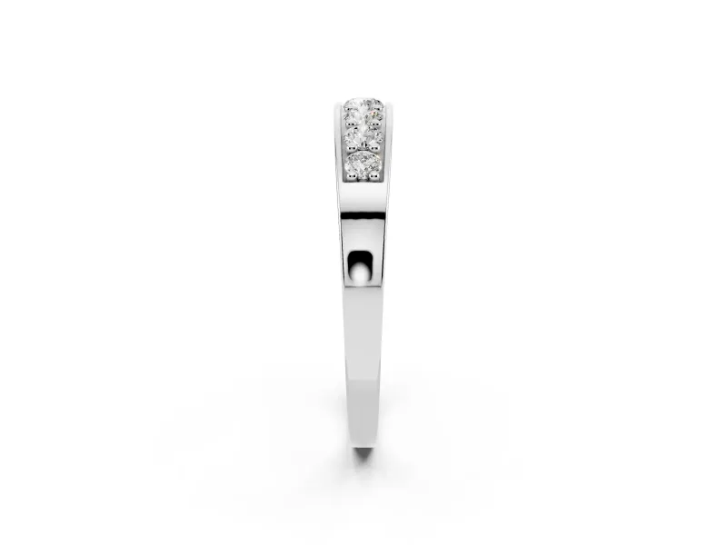 Round Diamond Comfort Fit Band Set in Silver with Channel-Set Row