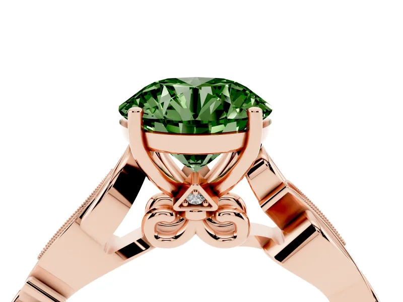 Round Vine Engagement Ring Setting for a Fancy Green Lab-Grown Diamond | Rose Gold