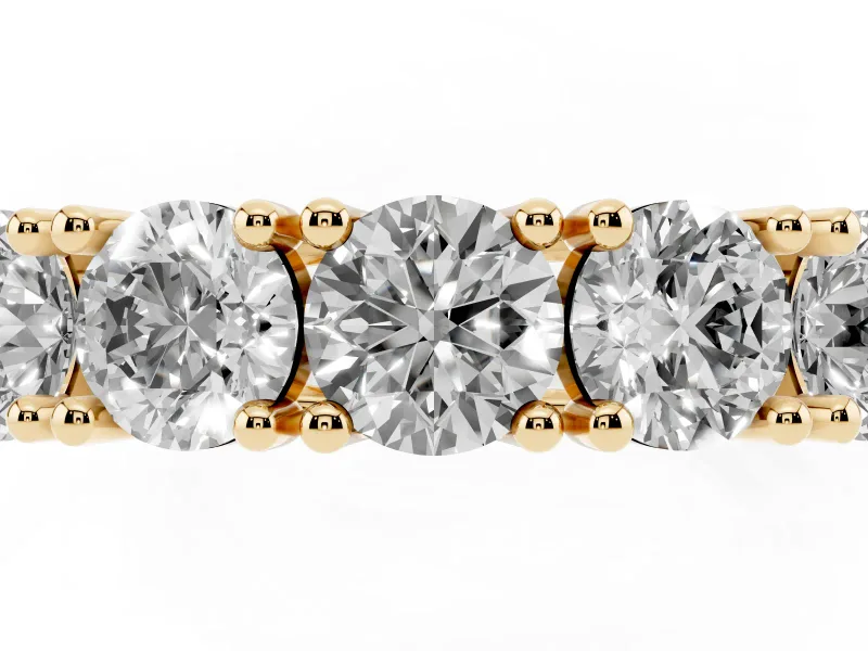 Round Lab-Grown Diamond Five-Stone Wedding Band | Trellis Prongs | Yellow Gold