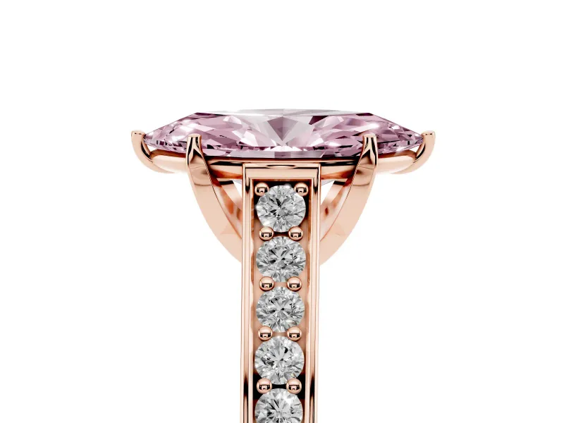 Marquise Graduated Pavé Engagement Ring Setting for a Fancy Pink Lab-Grown Diamond | Rose Gold