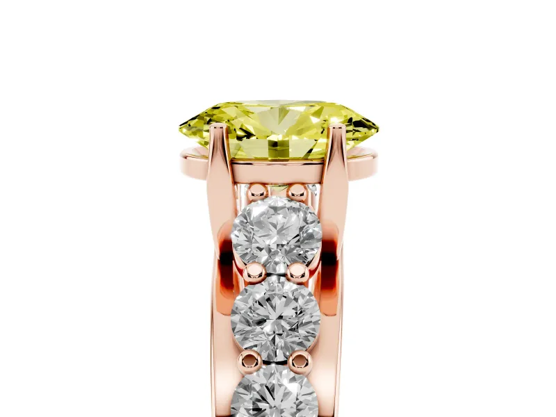 Oval Graduated Engagement Ring Setting for a Fancy Yellow Lab-Grown Diamond | Rose Gold