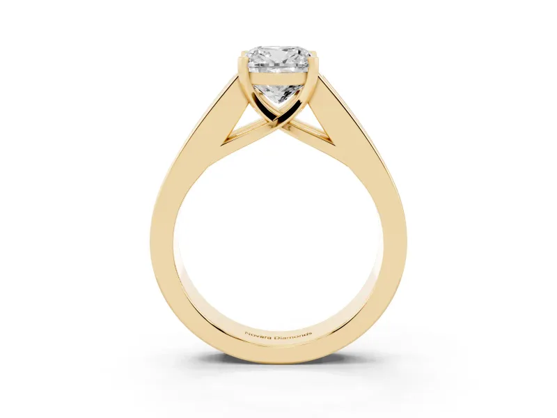 Cushion Cut Channel-Set Engagement Ring Setting | Princess Side Stones | Yellow Gold
