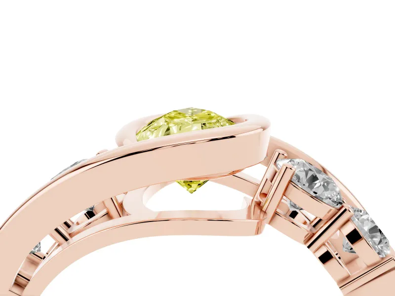 Pear-Shaped Bezel Bypass Engagement Ring Setting for a Fancy Yellow Lab-Grown Diamond | Rose Gold