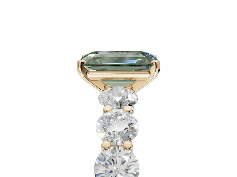 Emerald Cut Engagement Ring Setting for a Fancy Green Lab-Grown Diamond | Yellow Gold - Design NV-24455