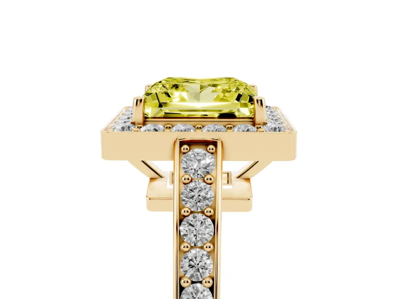 Princess Cut Framed Halo Engagement Ring Setting for a Fancy Yellow Lab-Grown Diamond | Yellow Gold
