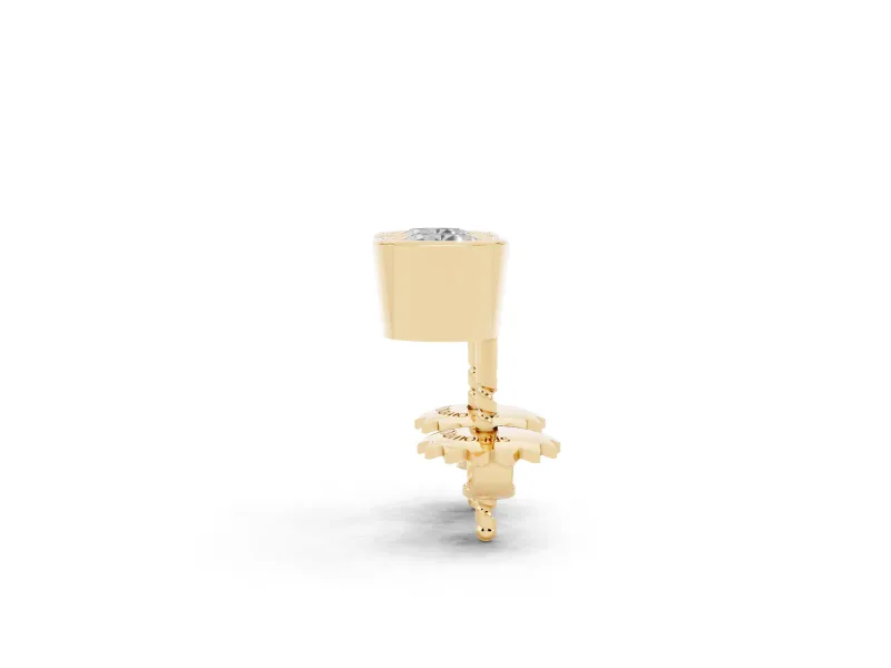 Round Lab-Grown Diamond Full Bezel Solitaire Stud Earrings | Push Backs | Yellow Gold