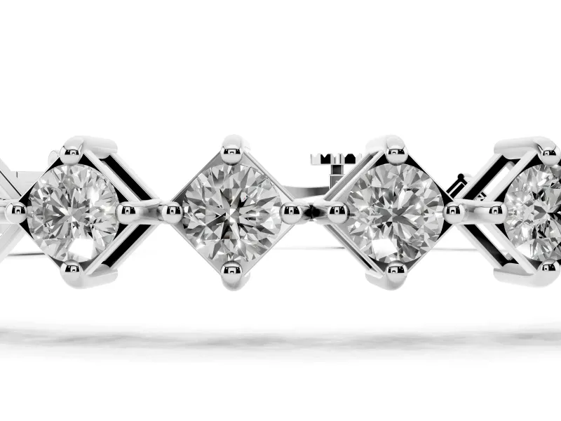 Princess Cut Diamond Tennis Bracelet Set in Silver with Square Prong Setting