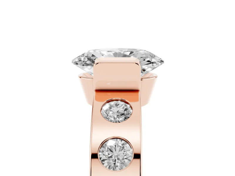 Oval Tension Style Engagement Ring Setting | Flush Set Accents | Rose Gold