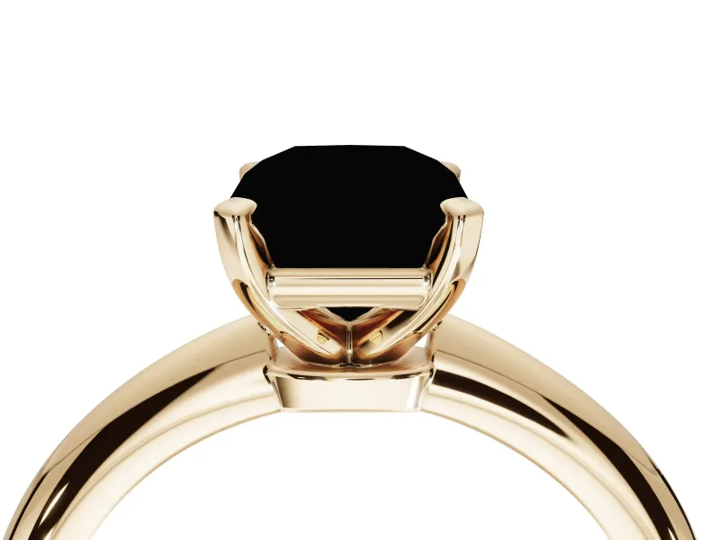 Radiant Cut Solitaire Engagement Ring Setting for a Fancy Pink Lab-Grown Diamond | Tapered Plain Band | Yellow Gold