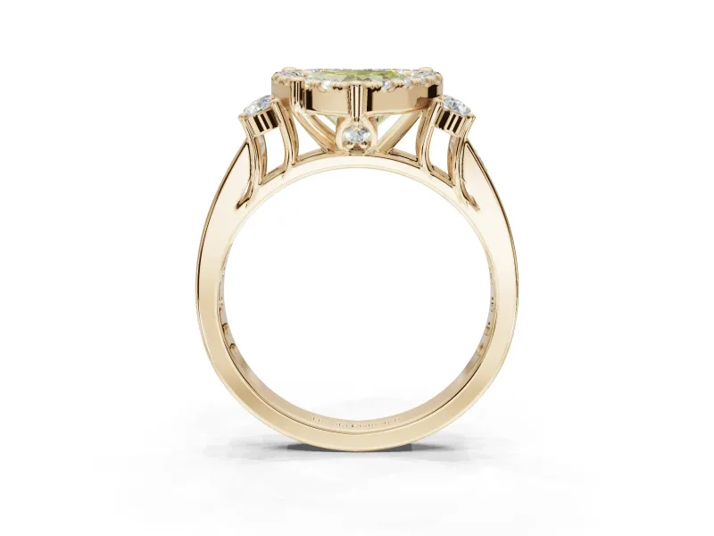 Heart-Shaped Halo Engagement Ring Setting for a Fancy Yellow Lab-Grown Diamond | Graduated Channel Band | Yellow Gold