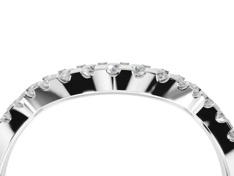 Round Lab-Grown Diamond Pavé Curved Wedding Band | Micro Prong Set | Platinum