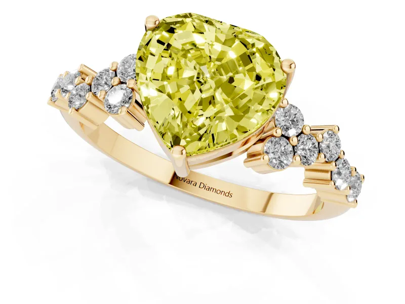 Heart-Shaped Accented Engagement Ring Setting for a Fancy Yellow Lab-Grown Diamond | Yellow Gold