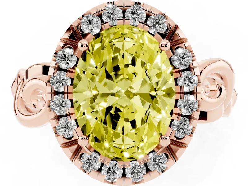Oval Filigree Halo Engagement Ring Setting for a Fancy Yellow Lab-Grown Diamond | Rose Gold