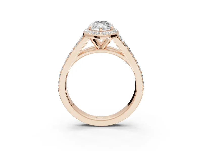 Marquise Halo Pavé Engagement Ring Setting | Narrow Split Shank | Rose Gold