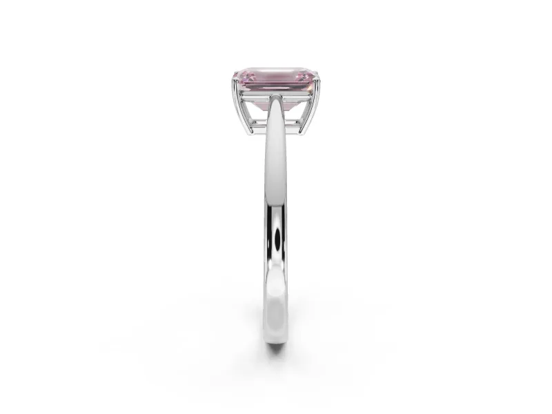 Emerald Cut Cathedral Solitaire Engagement Ring Setting for a Fancy Pink Lab-Grown Diamond | Open Shoulders | Platinum