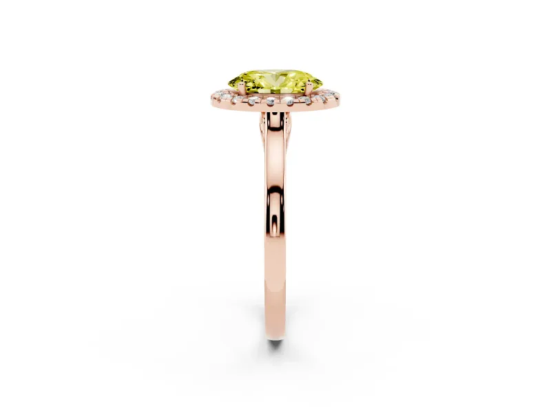 Oval Halo Engagement Ring Setting for a Fancy Yellow Lab-Grown Diamond | Flat Tapered Band | Rose Gold