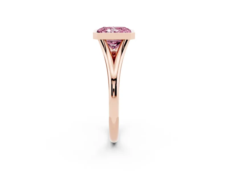 Radiant Cut Bezel Engagement Ring Setting for a Fancy Pink Lab-Grown Diamond | Rose Gold