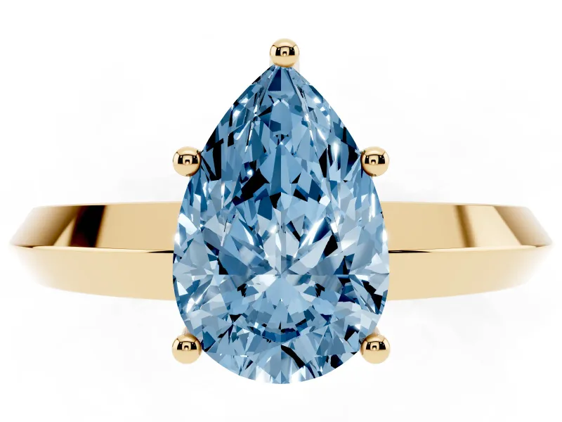 Pear-Shaped Knife-Edge Engagement Ring Setting for a Fancy Blue Lab-Grown Diamond | Yellow Gold