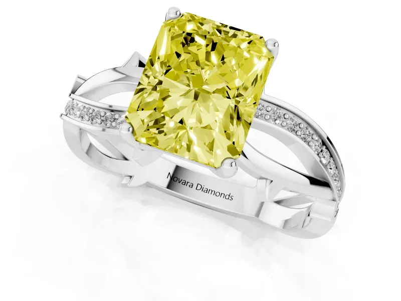 Radiant Cut Twisted Engagement Ring Setting for a Fancy Yellow Lab-Grown Diamond | Sterling Silver - Design NV-24635
