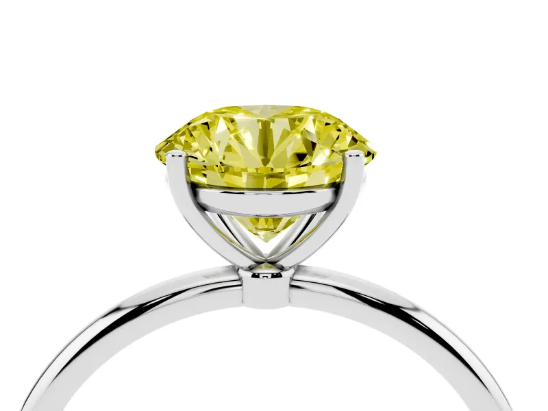 Round Engagement Ring Setting for a Fancy Yellow Lab-Grown Diamond | Sterling Silver - Design NV-24609