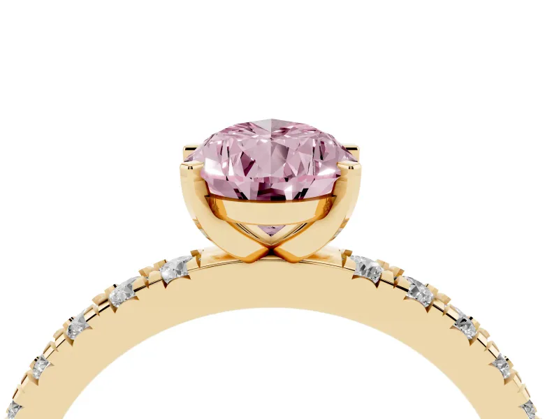 Pear-Shaped Pavé Solitaire Engagement Ring Setting for a Fancy Pink Lab-Grown Diamond | Yellow Gold