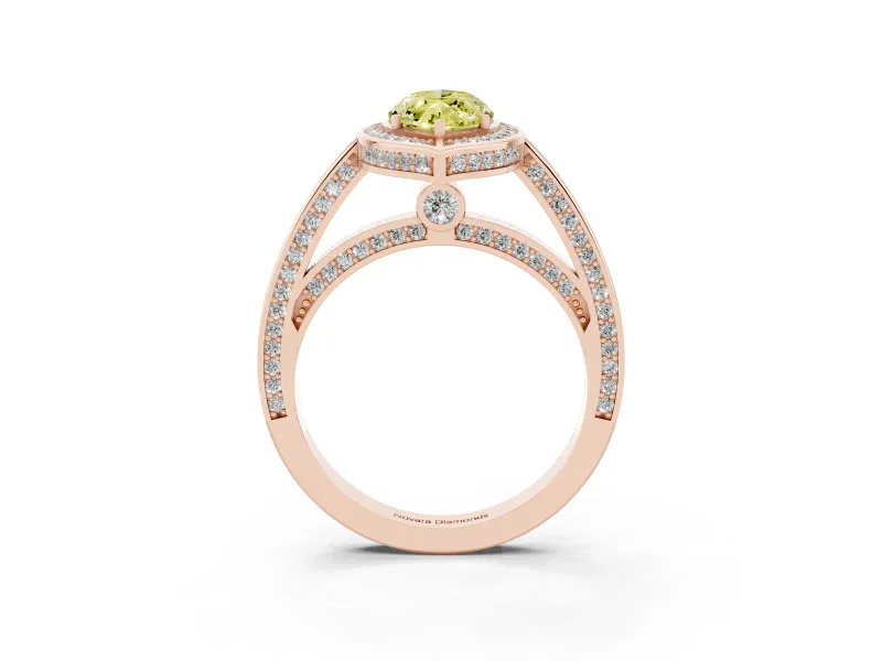Marquise Sectioned Halo Engagement Ring Setting for a Fancy Yellow Lab-Grown Diamond | Rose Gold