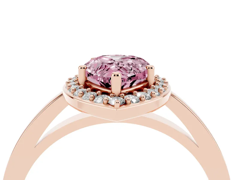 Pear-Shaped Thin Halo Engagement Ring Setting for a Fancy Pink Lab-Grown Diamond | Slim Plain Band | Rose Gold