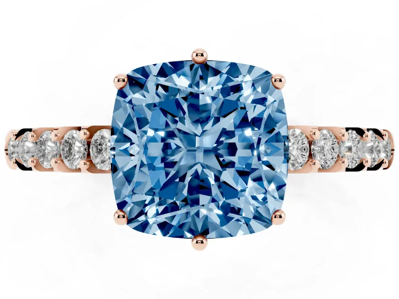 Cushion Cut Engagement Ring Setting for a Fancy Blue Lab-Grown Diamond | Rose Gold - Design NV-24649