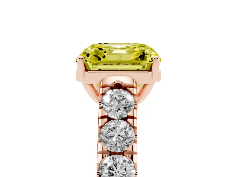Asscher Cut Engagement Ring Setting for a Fancy Yellow Lab-Grown Diamond | Rose Gold - Design NV-24643