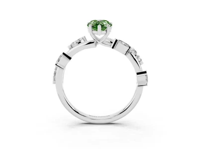 Pear-Shaped Twisted Vine Engagement Ring Setting for a Fancy Green Lab-Grown Diamond | White Gold