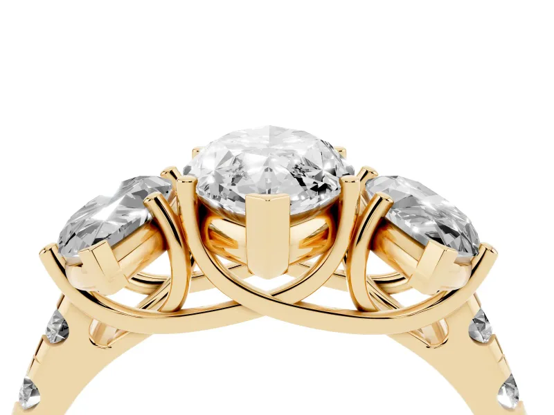 Marquise Three Stone Engagement Ring Setting | Accented Shoulders | Yellow Gold