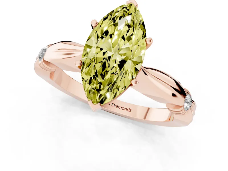 Marquise Floral Solitaire Engagement Ring Setting for a Fancy Yellow Lab-Grown Diamond | Rose Gold