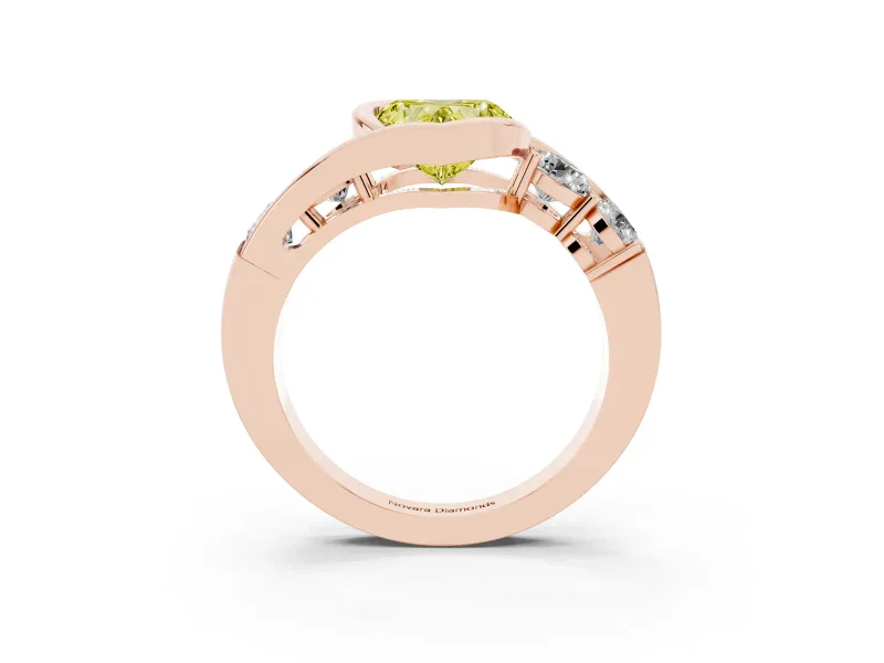 Heart-Shaped Bezel Bypass Engagement Ring Setting for a Fancy Yellow Lab-Grown Diamond | Rose Gold