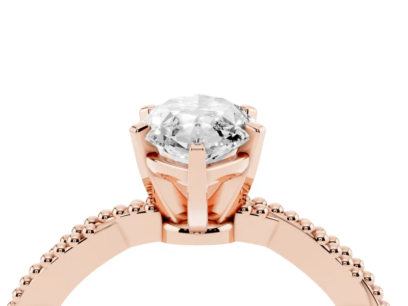 Marquise Cut Diamond Solitaire Ring Set in Rose gold with Twisted Band and Bead Prong Setting