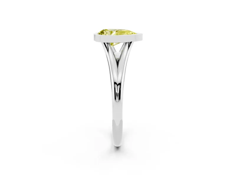 Pear-Shaped Bezel Engagement Ring Setting for a Fancy Yellow Lab-Grown Diamond | Sterling Silver
