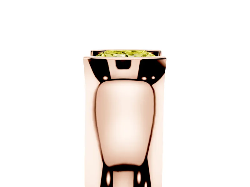 Princess Cut Half Bezel Solitaire Engagement Ring Setting for a Fancy Yellow Lab-Grown Diamond | Wide Band | Rose Gold
