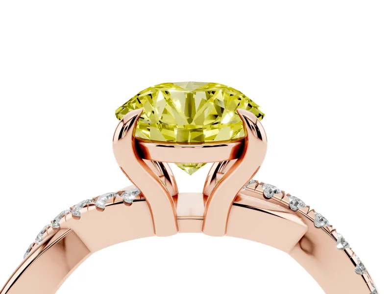 Round Twist Engagement Ring Setting for a Fancy Yellow Lab-Grown Diamond | Rose Gold