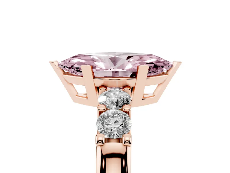 Marquise Five Stone Engagement Ring Setting for a Fancy Pink Lab-Grown Diamond | Rose Gold