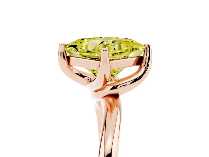 Princess Cut Bypass Solitaire Engagement Ring Setting for a Fancy Yellow Lab-Grown Diamond | Plain Band | Rose Gold