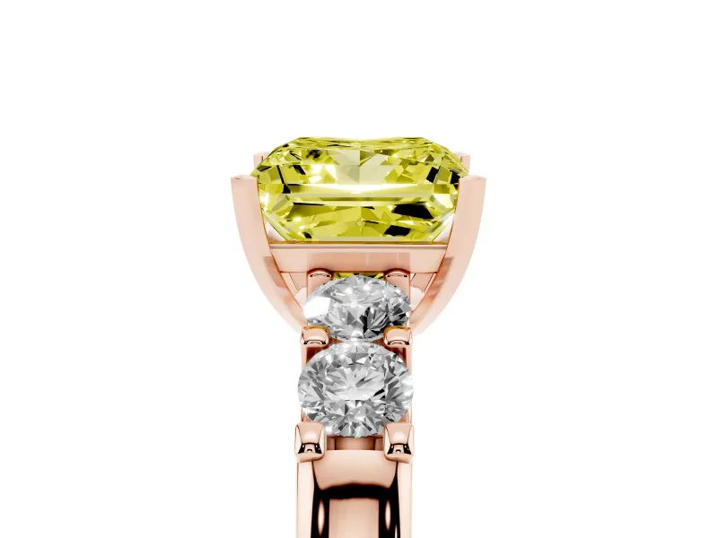 Princess Cut Five Stone Engagement Ring Setting for a Fancy Yellow Lab-Grown Diamond | Rose Gold